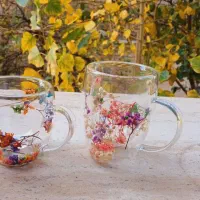 لیوان پیرکس گلدار دسته دار|ظروف سرو و پذیرایی|اردبیل, |دیوار