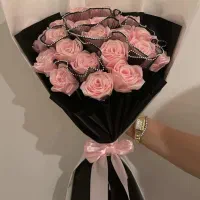 دسته گل رنگارنگ کادویی، گل روبانی فانتزی با عروسک