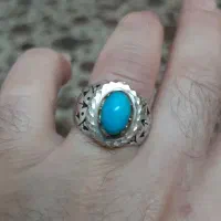 انگشتر فیروزه عجمی نیشابور کهنه،رکاب نقره تمام دست|بدلیجات|مشهد, هدایت|دیوار