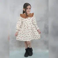 پیراهن دخترانه پاییزه لباس بچگانه یقه کبریتی لینن|کفش و لباس بچه|قم, بنیاد|دیوار