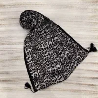 شال پلیسه لمه پلنگی منگوله دار