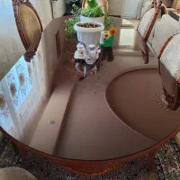 میز ناهارخوری چوب گردو +کاور صندلی+ بوفه