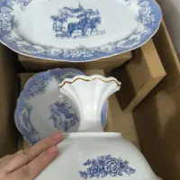 چینی قوری قلم آبی پذیرایی‌ گل آبی جهیزیه عروس