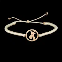 دستبند طلا 18 عیار زنانه با بند نخی طلای مینیمال