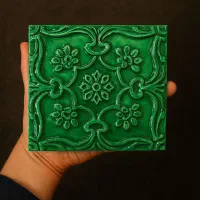 کاشی سرامیک دست ساز طرح زنبق برجسته