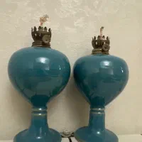 شمعدان سرامیکی فیروزه ای