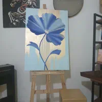 تابلو گل آبی  (دکوراتیو) تکنیک تکسچر