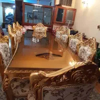 مبلمان و میز ناهار استیل سلطنتی دو رو منبت|مبلمان خانگی و میز عسلی|اصفهان, باغ نگاره|دیوار