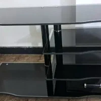 میز تلویزیون شیشه‌ای کشو دار شفاف اینه
