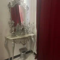 آینه شمعدان برنج قدیمی ساعت