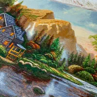 تابلوفرش منظره کلبه جنگلبان تابلو فرش دستبافت|تابلو فرش|مشهد, کوشش|دیوار