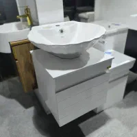 روشویی کابینتی۶۰سانت صفحه بلوطpvc/آینه باکسtolid|لوازم سرویس بهداشتی|بومهن, |دیوار
