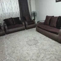 مبل هفت نفره درو یک رو قهوه ای یک رورطلایی