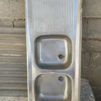 سینک استیل دو قلو لگن راست 120در 50