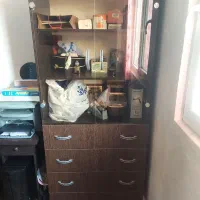 فروش کمد درب شیشیه ای و جا کفشی چوبی