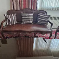 مبلمان آنتیک ۷ نفره چوب راش و چرمی|مبلمان خانگی و میز عسلی|لواسان, |دیوار