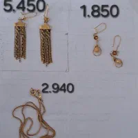 ۳قطعه طلا ۱۸عیار، گوشواره و زنجیر