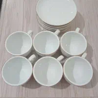 فنجون نعلبکی قهوه خوری لبه طلایی کاملا نو