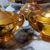 قندان طلایی قدیمی و کیک خوری قدیمی