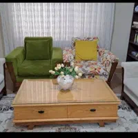 مبل راحتی ۷ نفره چوب راش + میز جلو مبلی