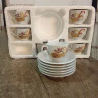 ست فنجان نعلبکی وقندان آکبند نو