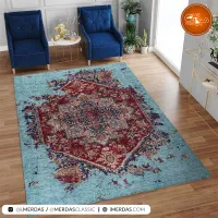 فرش کهنه نما زمینه فیروزه ای خاص و با20 درصد تخفیف