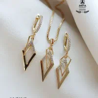 نیم ست دو لوزی مشابه طلا ژوپینگ