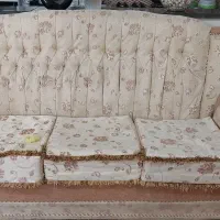 مبل هفت نفر پارچهای بدنه چوبی