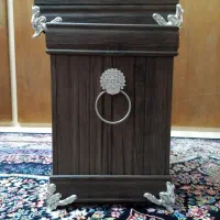 سطل زباله و جا دستمال کاغذی چوبی