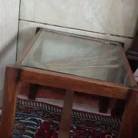 میز عسلی دو عدد با شیشه