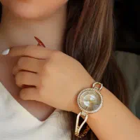 ساعت والار نگین دار استیل و طلایی