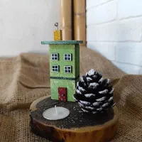 جای شمع وارمر بهمراه خانه رنگی و کاج|صنایع دستی و سایر لوازم تزئینی|بندر انزلی, استادیوم|دیوار