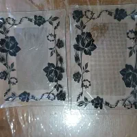 دو عدد سینی کریستال طرح دار ست هم  کار بردی