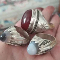 انگشتر نقره جفت با یک عدد عقیق