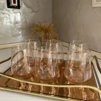 ۱۰عدد لیوان شیشه ای صورتی ساخت ترکیه