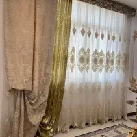 پرده سالن دو تیکه همراه کتیبه|پرده، رانر، رومیزی|قم, سراجه|دیوار