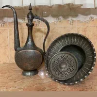 عتیقه جات مسی قلم زنی قاجاری یزد