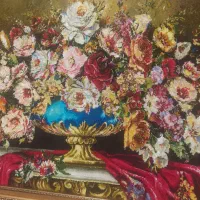 تابلو فرش دستباف ریزبافت گل ابریشمی|تابلو فرش|تهران, منیریه|دیوار