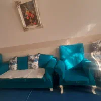 مبل فیروزه ای سالم|مبلمان خانگی و میز عسلی|قم, نخودی|دیوار