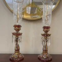 یک جفت لاله کریستالی قدیمی طرح چشم گاوی