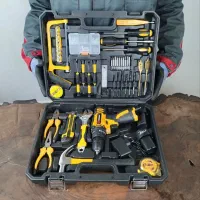 کیت 100پارچه دریل شارژی با جعبه ابزار کامل