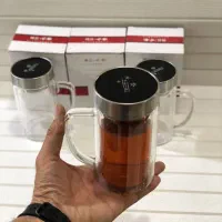 لیوان پیرکس شیشه ای دوجداره دمنوش ۳۵۰ میل