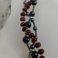 سینه ریز مروارید پرورشی سرمه ای وعقیق هندی|جواهرات|تهران, حکیمیه|دیوار