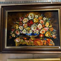 تابلو فرش دستباف گل لاکچری