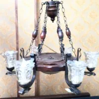 لوستر 6 شاخه چوبی مدل رومی