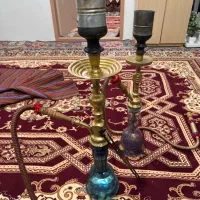 دوعدد قلیان تمام برنز باطعم شبهای مسکوباوسایل کامل