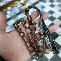 تسبیح کهربا رگه پیچ سفید دودی|بدلیجات|ارومیه, |دیوار