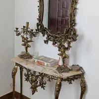 آینه شمعدون برنجی سیاه قلم