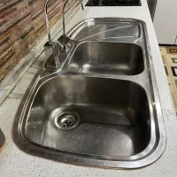 سینک ظرفشویی دوقلو با شیرآلات