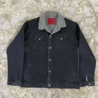 کت جین خزدار زغالی آبی یخی